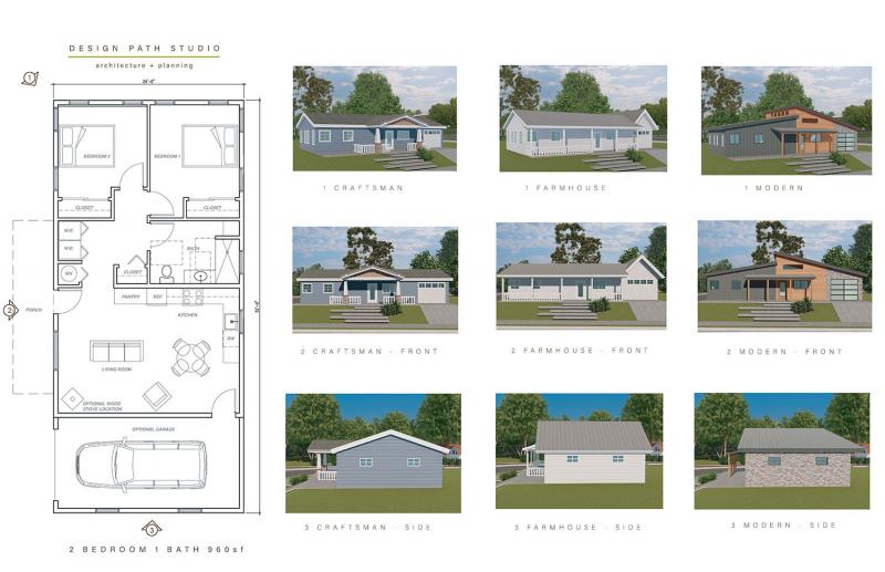 Design with floorplan of two bedroom and one bathroom
