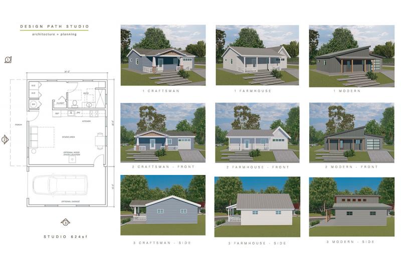 Design stle with garage and floor plan