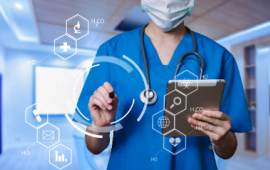 nurse working on tablet