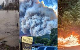Emergency Photo Collage with Fire and Flood