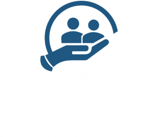 2 people icons in palm of hand