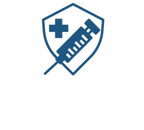 syringe in front of shield