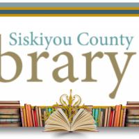 Siskiyou County Library logo four people linking arms with books below the logo. 