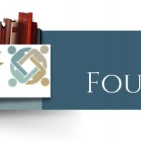 Siskiyou County Library Logo image with wording that says Vestal Foundation with books as a border