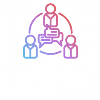three icon people in a circle