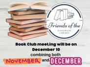 Dunsmuir Library Book Club meeting will be on December 10 combining both November and December