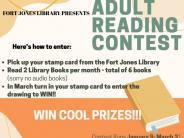 ADULT READING CONTEST Fort Jones Library Read 2 Library Books per month total  6 books January 9 to March 31