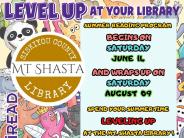 Mount Shasta summer reading program from June 14 to August 9 with i read. 