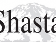 Mount Shasta Herald logo. Mount Shasta Herald in the foreground with an image of Mt Shasta in background at about 60% gradient