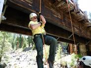 SAR staff practicing rappelling