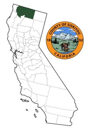 State Map with Siskiyou County Highlighted