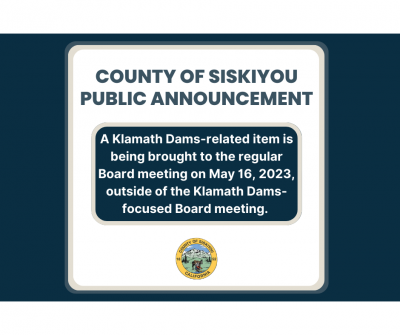 Public Announcement - Lower Klamath Dam Item to Board Meeting