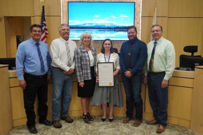 Maddelyn Bryan Peak of Excellence with Board of Supervisors