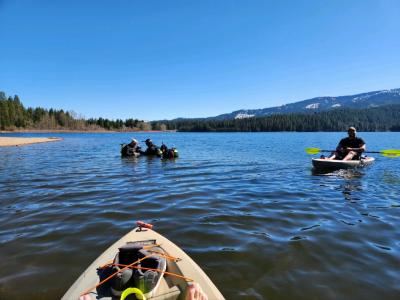 Dive Team members simulate a rescue at Lake Siskiyou