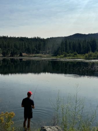 Man Fishing at pond