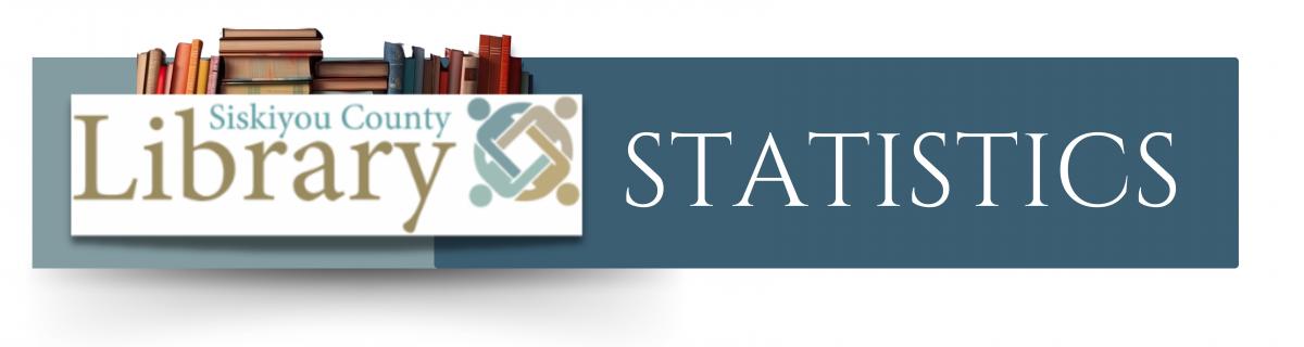 Siskiyou County Library Logo image with  books as a border and text that says Statistics