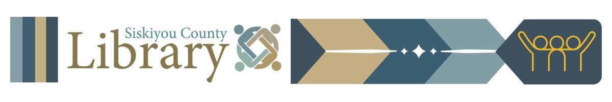 Banner with the Siskiyou County Library Logo and Friends Icon